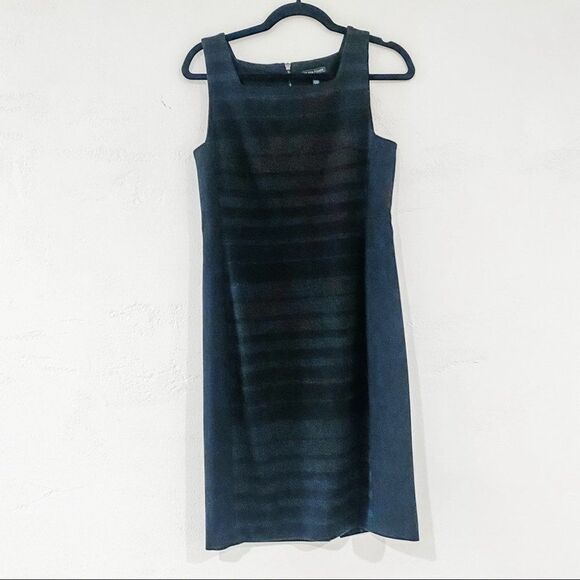 Eileen Fisher Striped Ponte Sheath Dress in Charcoal Gray Size 4 - Picture 1 of 8